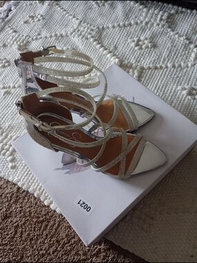 Jessica Simpson Metallic Silver Strappy Pointed-Toe Women’s Heels